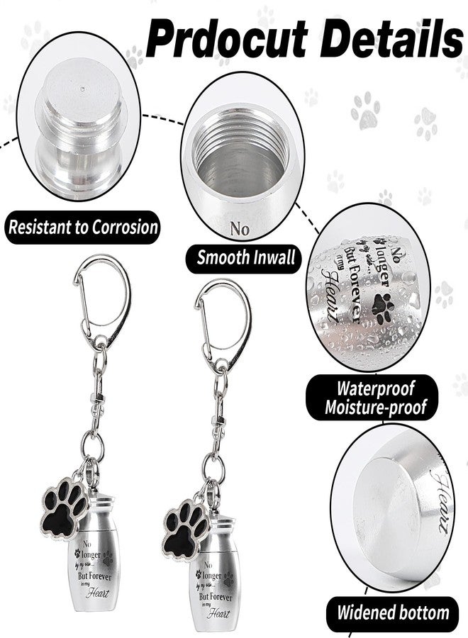 DISWALE 2 Set Pet Cremation Jewelry for Ashes, Dog/Cat Urns Keychain, Heart Urn Necklace Memorial Keepsake for Ashes with Filling Kit Storage Bag(Silver) - Image 3
